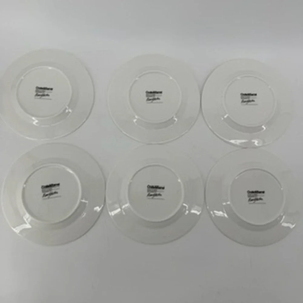 Crate & Barrel Mary Woodin Winter Berry Appetizer Plates Set of 6 White 6.25in